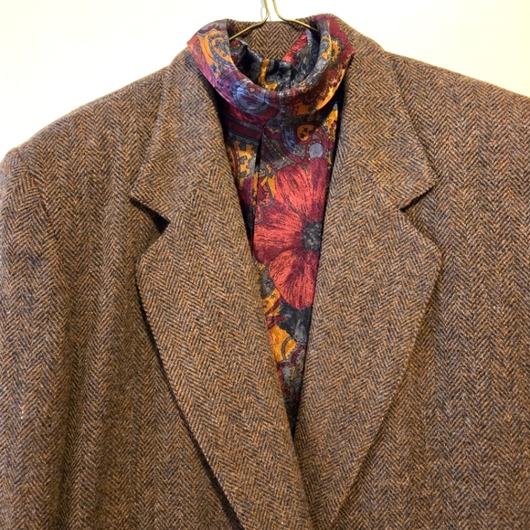 EJ Harprr Long Sleeve Blouse, Wine, Gold, Grey Flower Print, Size 12 - Picture 4 of 4